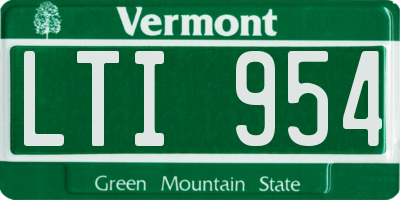 VT license plate LTI954