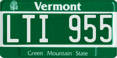 VT license plate LTI955