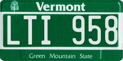 VT license plate LTI958