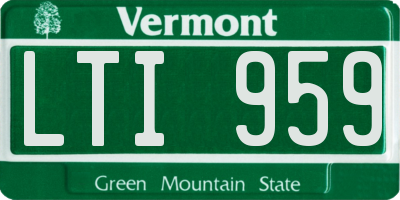 VT license plate LTI959