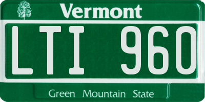 VT license plate LTI960