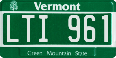 VT license plate LTI961
