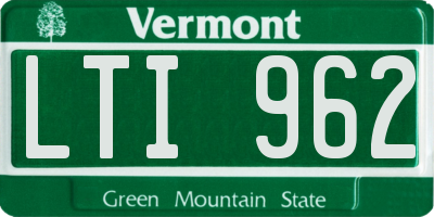 VT license plate LTI962