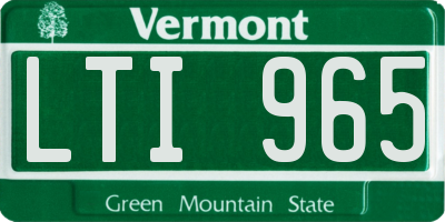 VT license plate LTI965