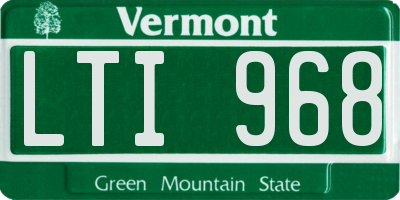 VT license plate LTI968