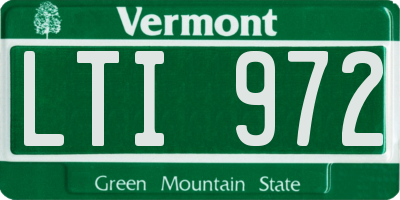 VT license plate LTI972