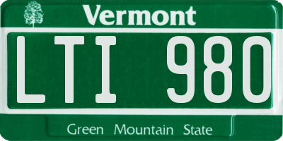 VT license plate LTI980