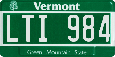 VT license plate LTI984