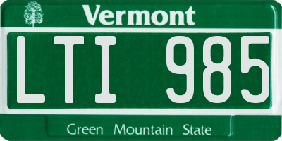 VT license plate LTI985