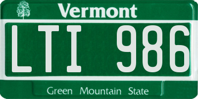 VT license plate LTI986