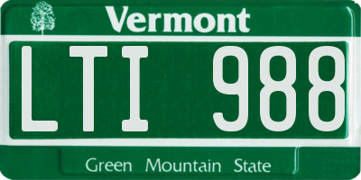 VT license plate LTI988