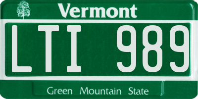 VT license plate LTI989