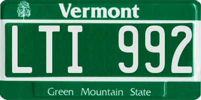 VT license plate LTI992