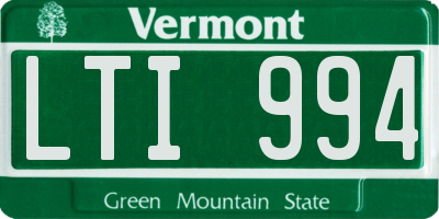 VT license plate LTI994