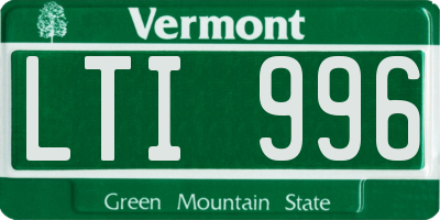 VT license plate LTI996
