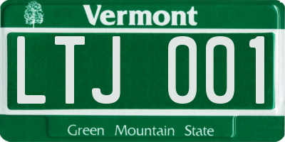 VT license plate LTJ001