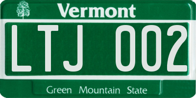 VT license plate LTJ002
