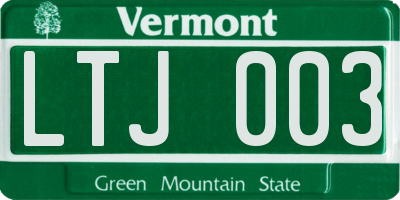 VT license plate LTJ003
