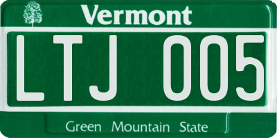 VT license plate LTJ005