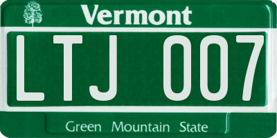 VT license plate LTJ007