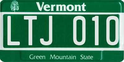 VT license plate LTJ010
