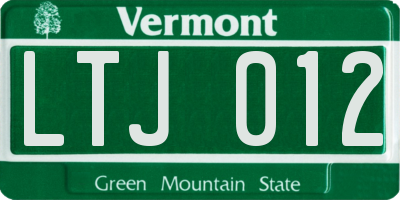 VT license plate LTJ012