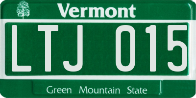 VT license plate LTJ015