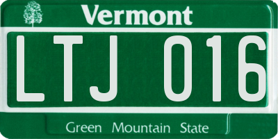 VT license plate LTJ016