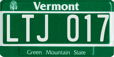 VT license plate LTJ017