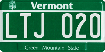 VT license plate LTJ020