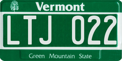 VT license plate LTJ022
