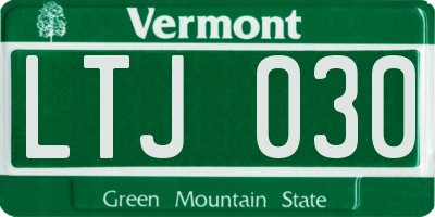 VT license plate LTJ030