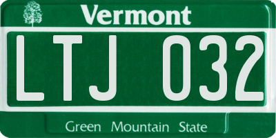 VT license plate LTJ032