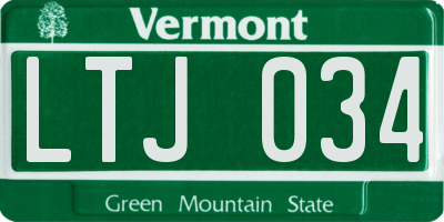 VT license plate LTJ034