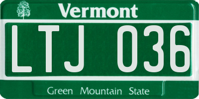 VT license plate LTJ036