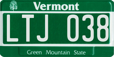 VT license plate LTJ038