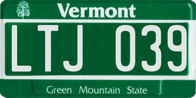 VT license plate LTJ039