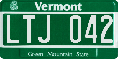 VT license plate LTJ042