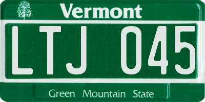 VT license plate LTJ045