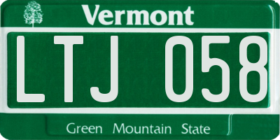 VT license plate LTJ058