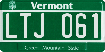 VT license plate LTJ061