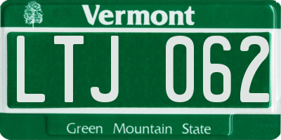 VT license plate LTJ062