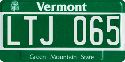 VT license plate LTJ065
