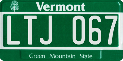 VT license plate LTJ067