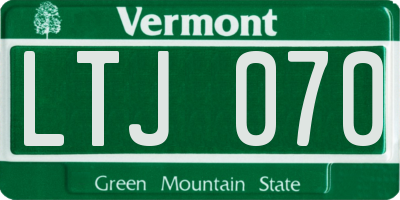 VT license plate LTJ070