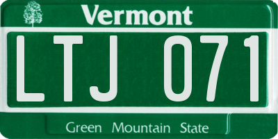 VT license plate LTJ071