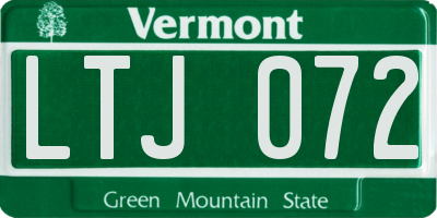 VT license plate LTJ072