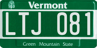 VT license plate LTJ081