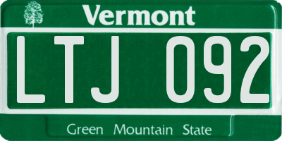 VT license plate LTJ092