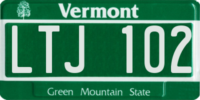 VT license plate LTJ102
